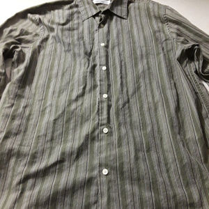 Calvin Klein green and white striped shirt